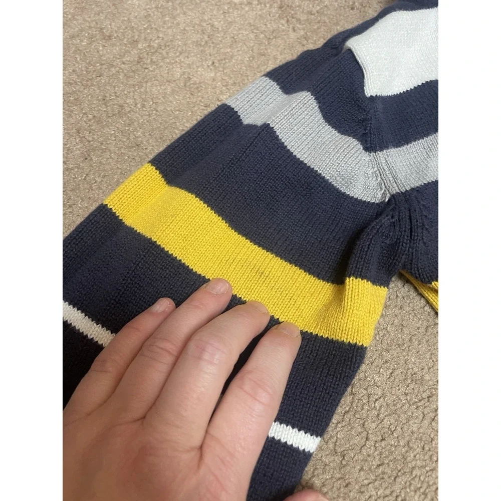 Gymboree Boys Size‎ S 5/6 Cotton Pullover Sweater Blue Yellow Gray White 1/4 Zip